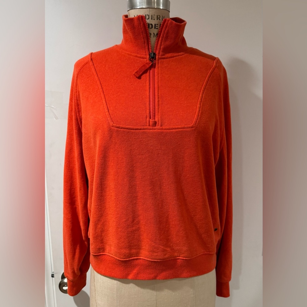 PrAna Orange Quarter-Zip Pullover size Small